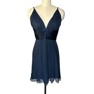 Laundry Navy Blue Silk Pleated Mini Cocktail Dress | 4